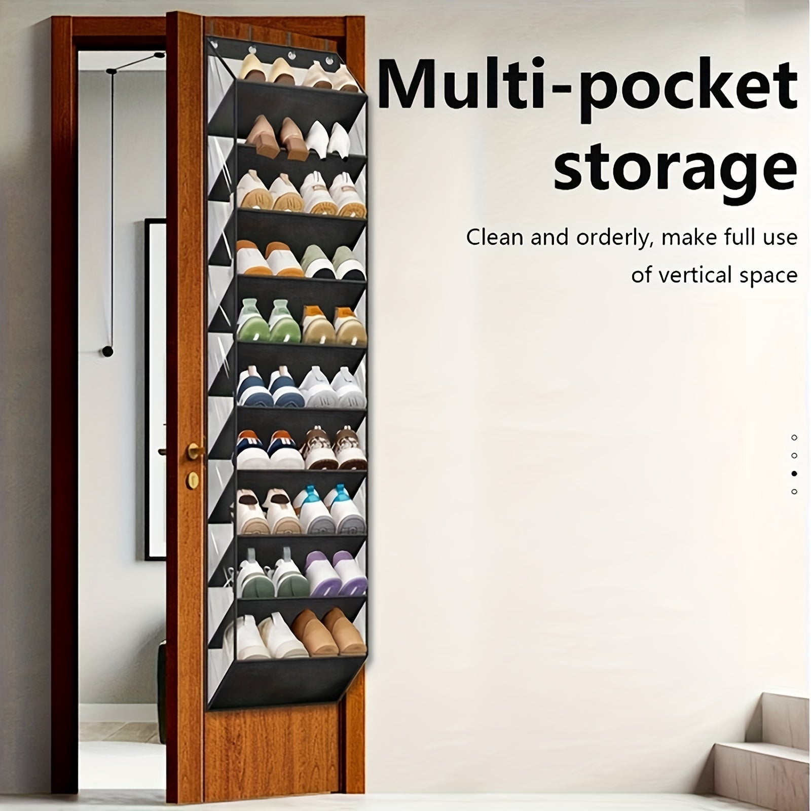 Over-the-Door Shoe Organizer 20 Pairs 10-Tier Foldable Plastic Closet Storage