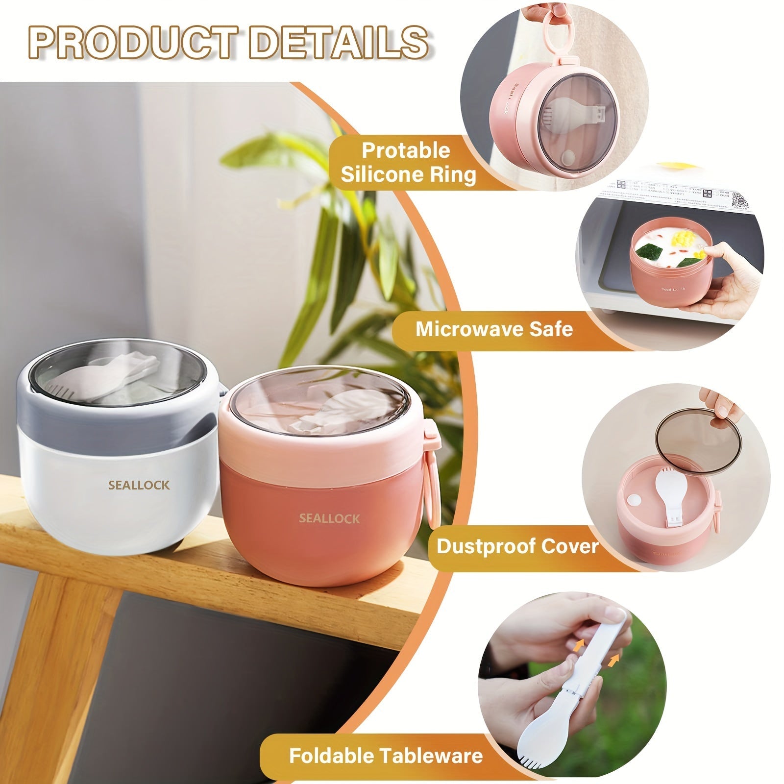 20oz Leak-Proof Plastic Oatmeal and Yogurt Storage Containers with Lids and Spoon