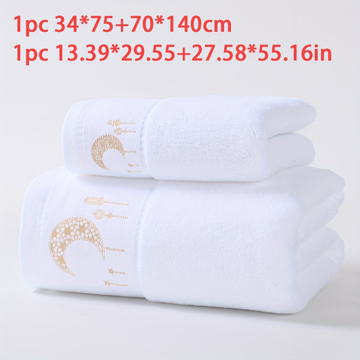 2 ta toza paxta velur sochiq to'plami, yulduz va oy tikuvlari bilan, o'lchamlari 34*75 sm va 70*140 sm. Juftliklar uchun 14-fevral sovg'asi sifatida yoki umumiy uyda foydalanish uchun mukammal. Bir yuvish sochiq va plyaj/hamom o'ralishi kiritilgan.