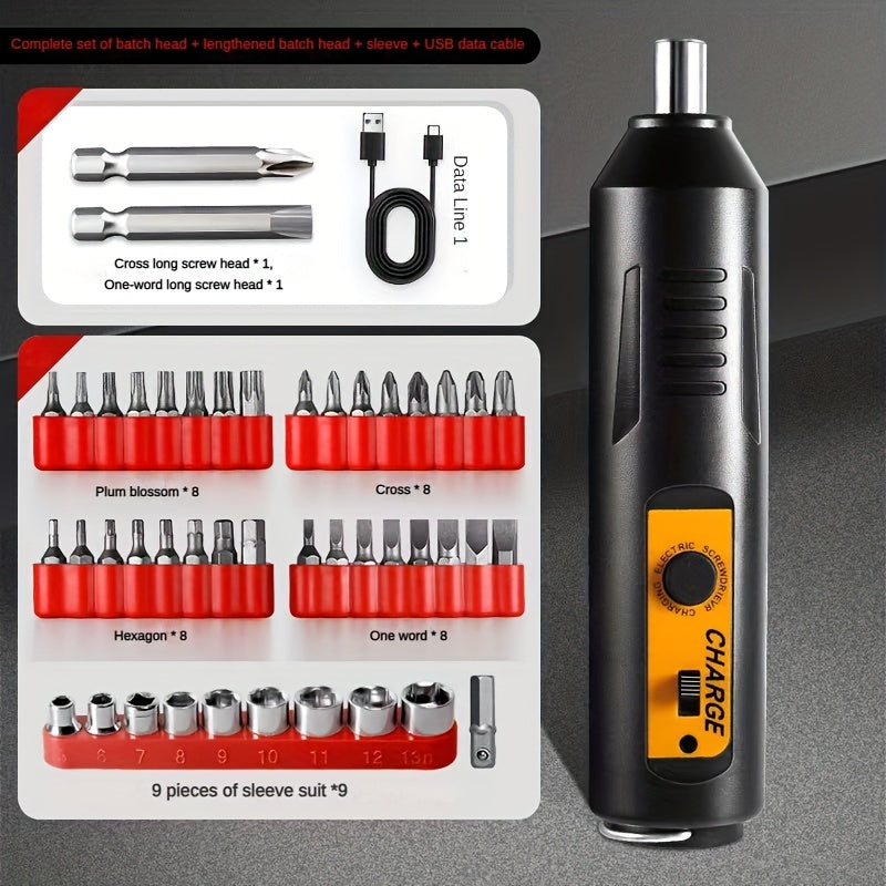 Electric Screwdriver Kit USB Rechargeable 1200mAh Lithium Battery Ergonomic Design