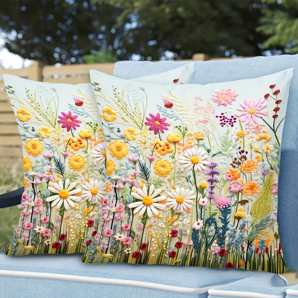 Rang-barang gullli yostiq qopqog'i 45.72x45.72 sm Mashina bilan yuvish mumkin Zamonaviy qishloq uslubi Sofaga yotadigan yotoq Avtomobil uchun xona dekoratsiyasi O'simlik naqshlari