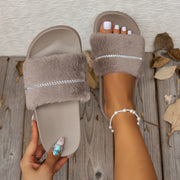 Women's Plush Indoor Casual Slippers Warm Soft Non-Slip