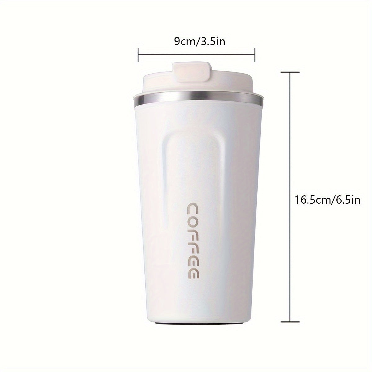 White 17oz Stainless Steel Travel Mug Leak-Proof Insulated Hot Coffee Tumbler