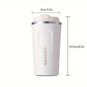 White 17oz Stainless Steel Travel Mug Leak-Proof Insulated Hot Coffee Tumbler