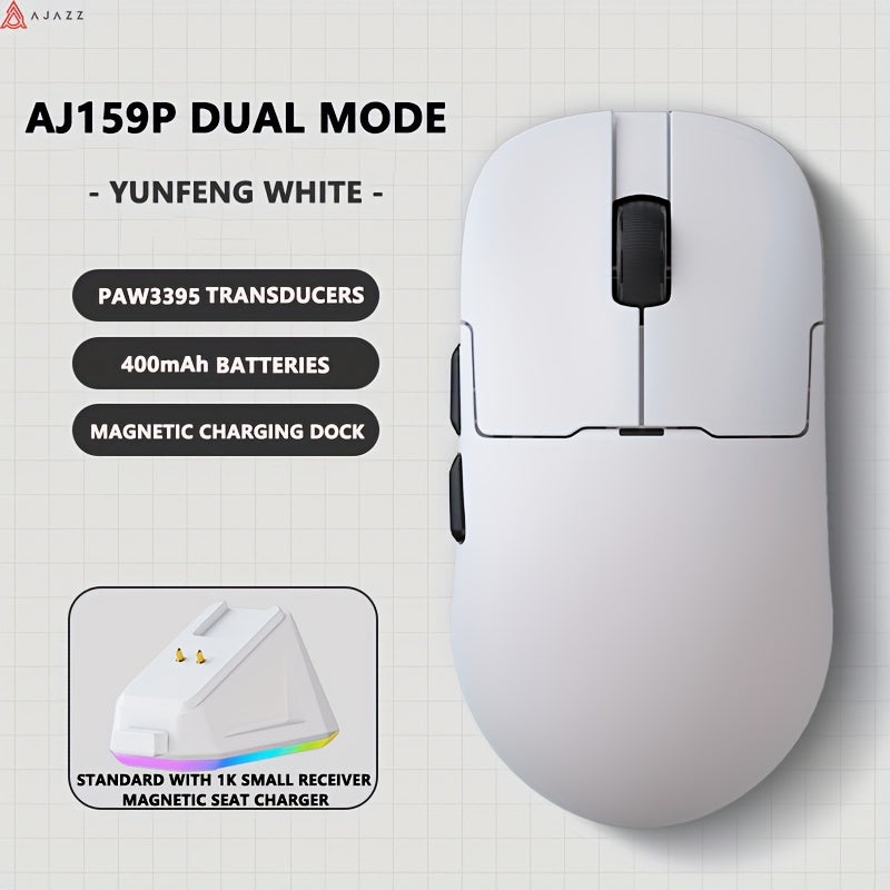 Gaming Mouse with 8KHz PAW3395 Sensor 26K DPI Ambidextrous Lightweight Wireless Wired