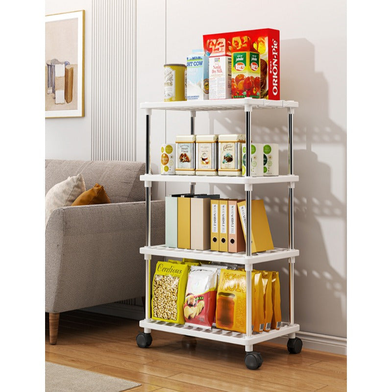 Rolling Storage Rack Organizer with Wheels, Multi-Tier Metal and Plastic, Kitchen Bathroom Shoes