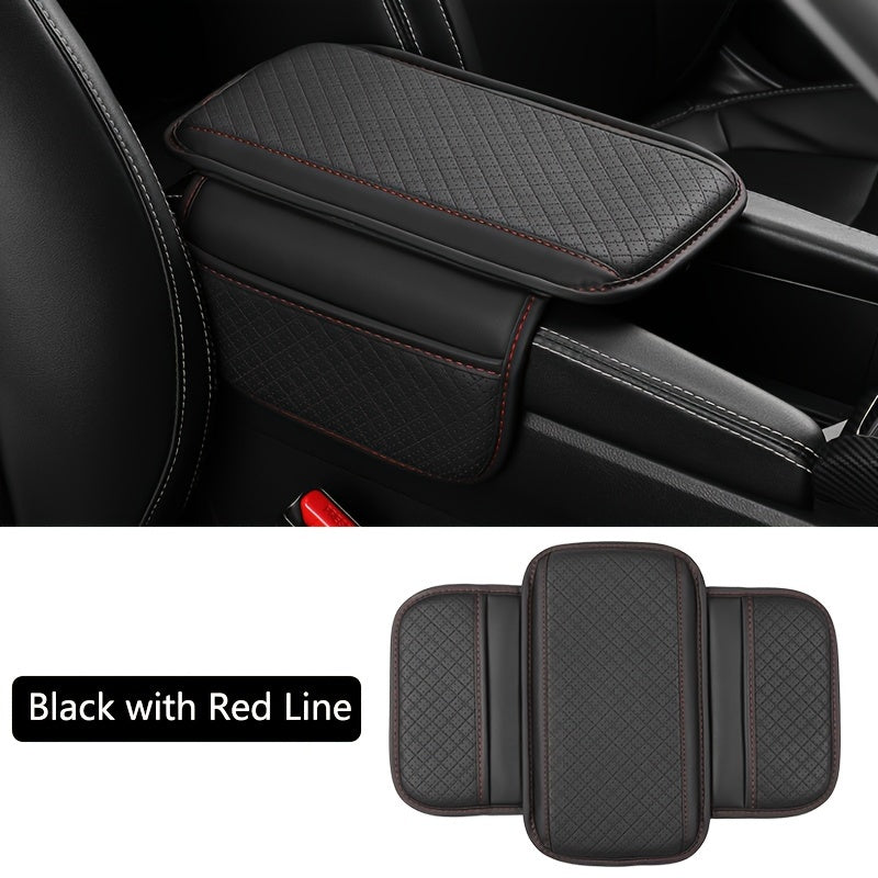 Universal Car Armrest Cushion with Phone Holder PU Leather Center Console Cover