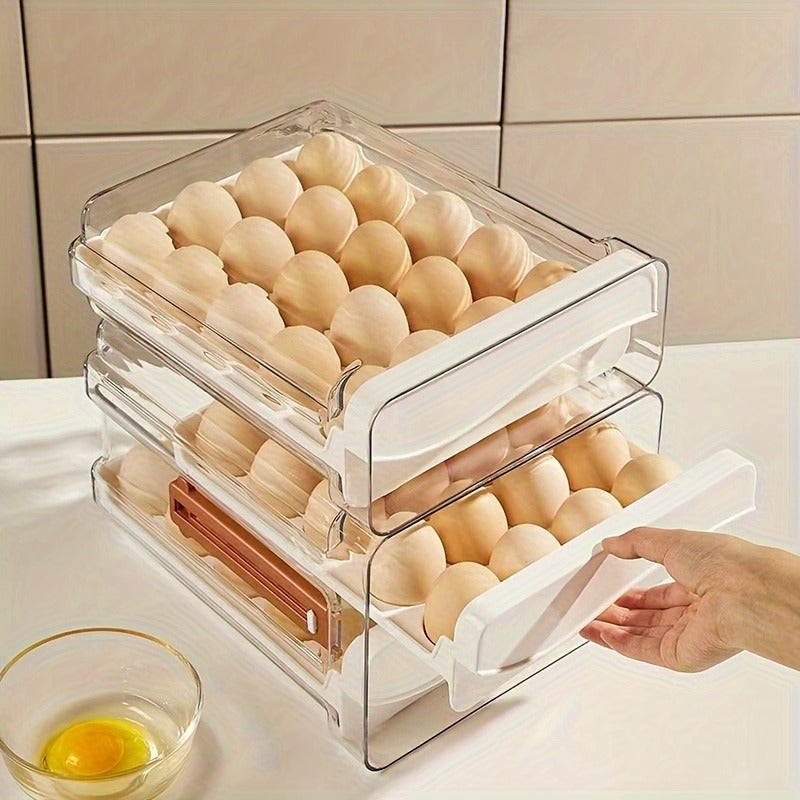 Egg Storage Box Stackable Plastic Fridge Organizer for 60 Eggs