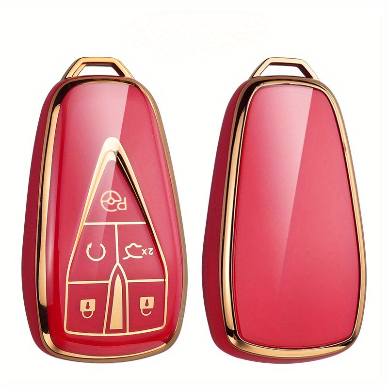 Luxury TPU Car Key Cover for SUV Keycase Blue Gold Smart Start Protector