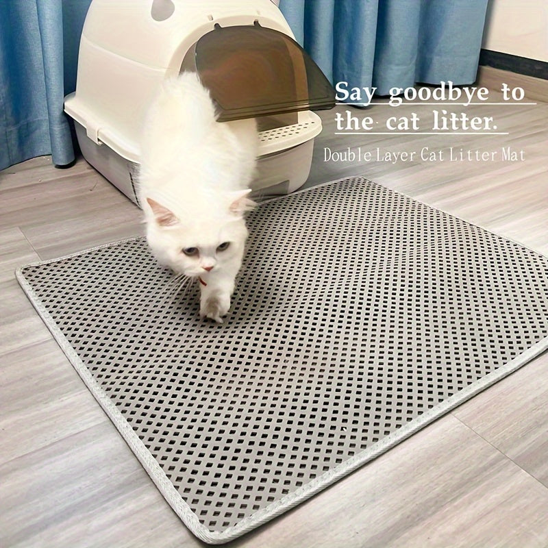 Extra Large EVA Cat Litter Mat Double-Layer Filtering Washable Leakproof Anti-Splash