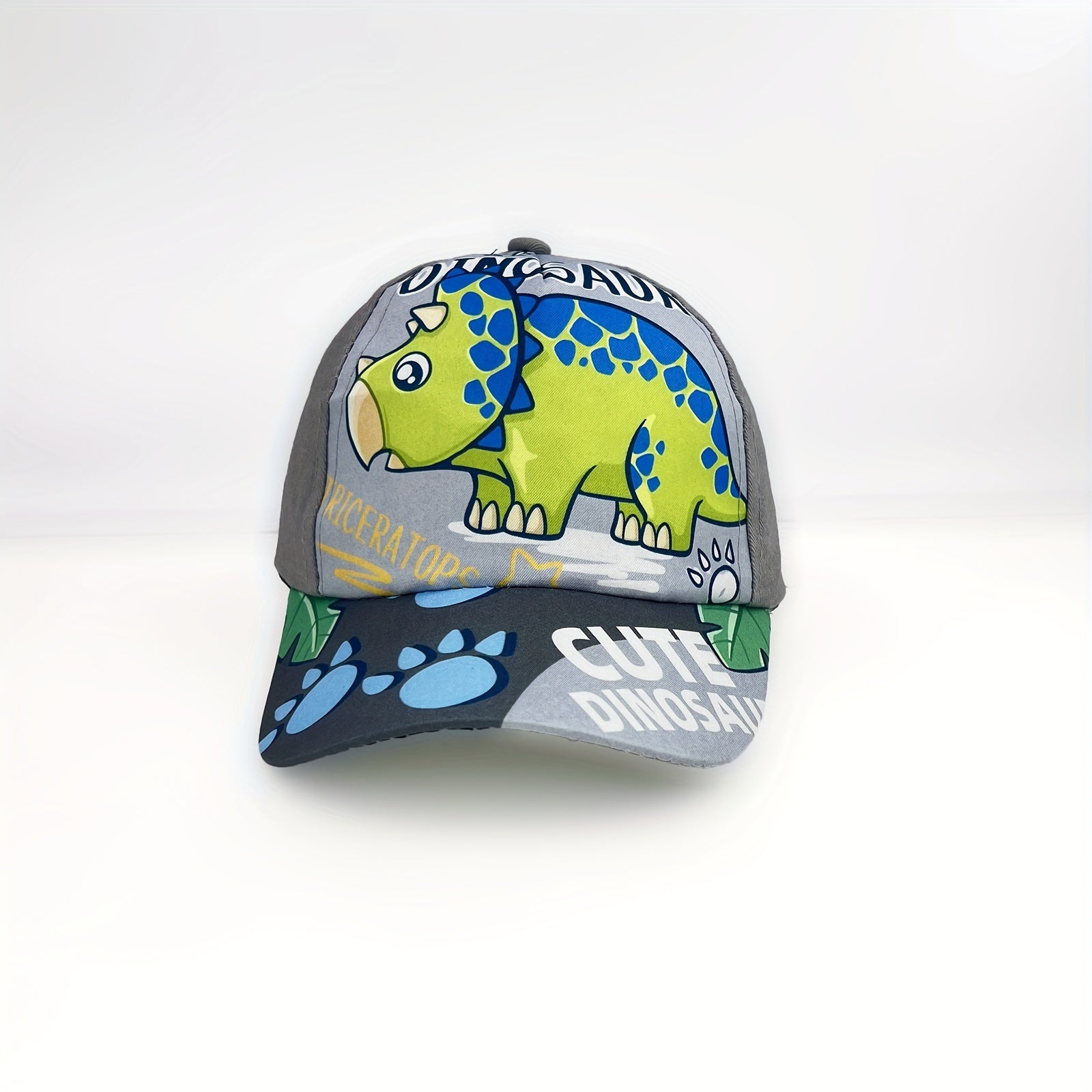 Kids Adjustable Cartoon Dinosaur Print Baseball Cap Lightweight All-Season Fitted for Boys and Girls