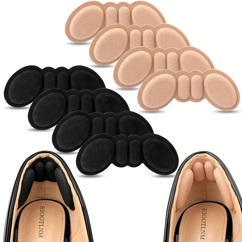 Unisex Non-Slip Shoe Heel Pads Cushioned Anti-Blister Inserts Beige Black