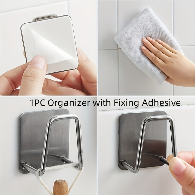 Stainless Steel Kitchen Sink Organizer Wall Storage Rack Drilling-Free