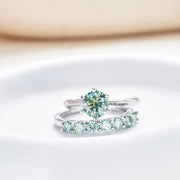 Sterling Silver to'y uzuklar to'plami 1.7CT Moissanite Fransuz uslubidagi yubiley uzuklari