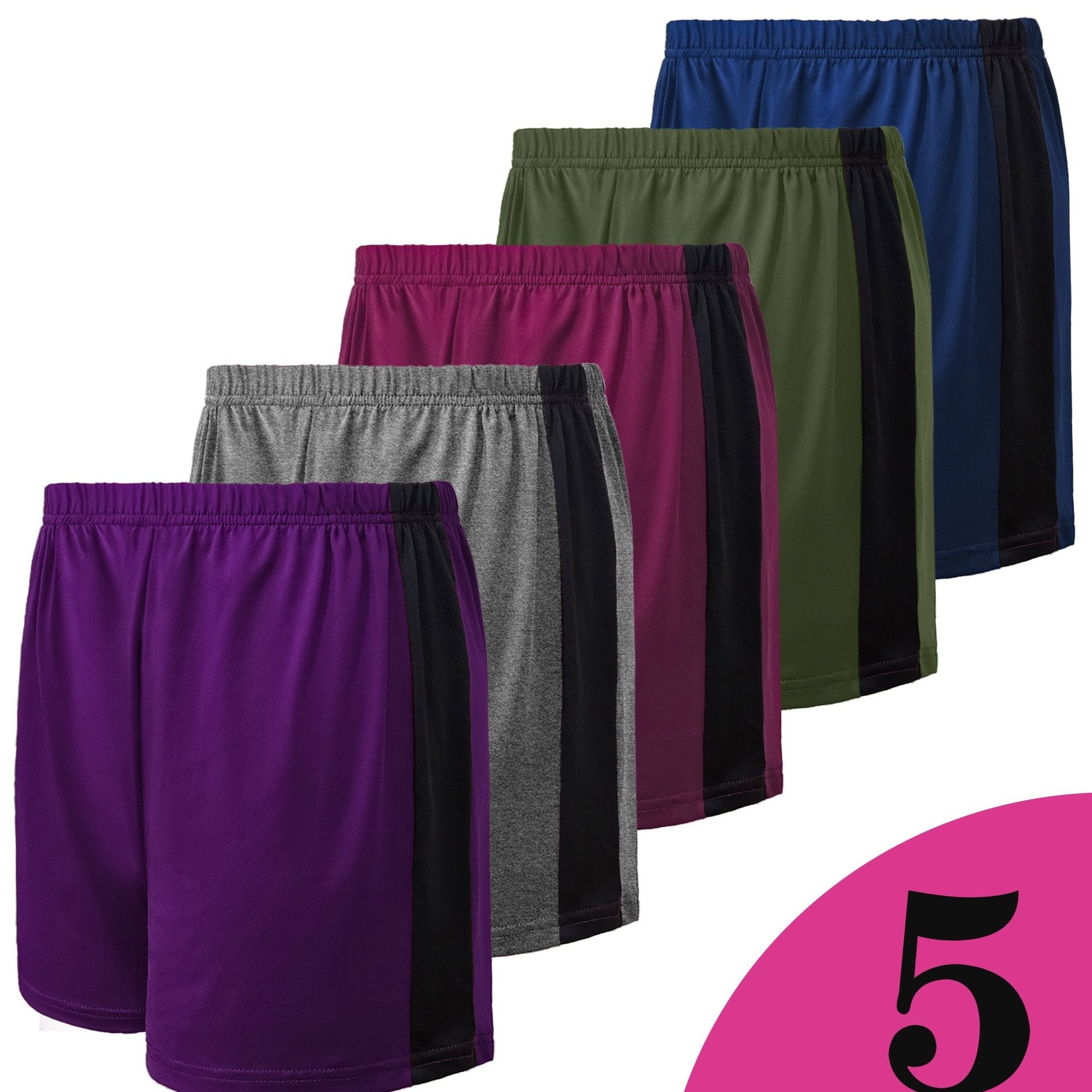 Pack de 5 pantalones cortos casuales para mujer de talla grande con cintura elástica, ligeros y transpirables para verano