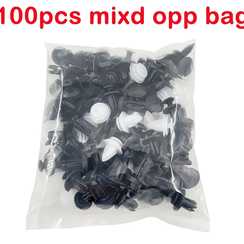Juego de 100 clips de fijación para coche, herramientas de desmontaje, remaches para molduras de puertas y parachoques