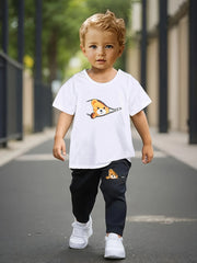 Kichkina O'g'il Bolalar T-shirt va shimlar to'plami Bahor yoz hayvonlari Teddy Bear bosma Polyester kundalik 12 va undan kichik