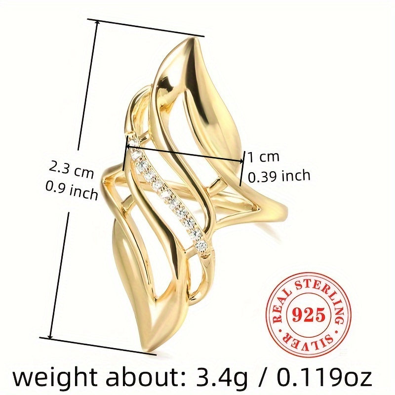 Women's Silver Ring Zircon Wings Casual Jewelry 3.4g S925 Pure Silver