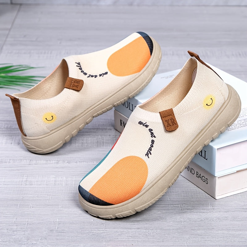 Women Fabric Slip-On Flats Black Comfortable Casual Shoes