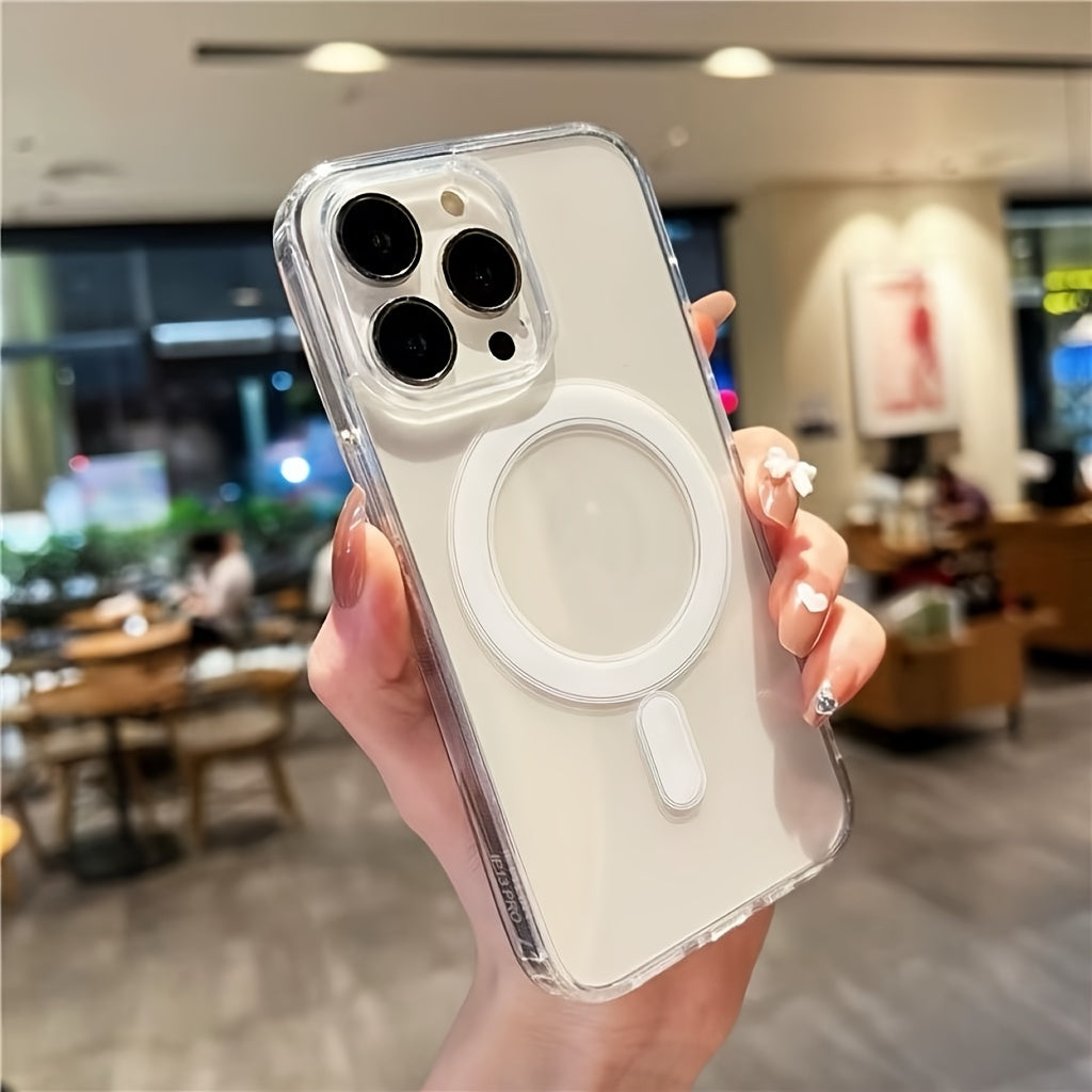 Clear Transparent Magnetic Phone Case for iPhone X to 16 Series Hard Back Soft Edges Wireless Charging