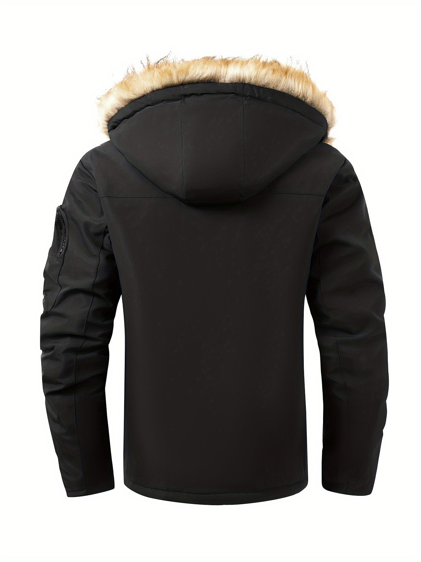 Plus Size Men's Casual Padded Jacket with Detachable Hood for Fall Winter