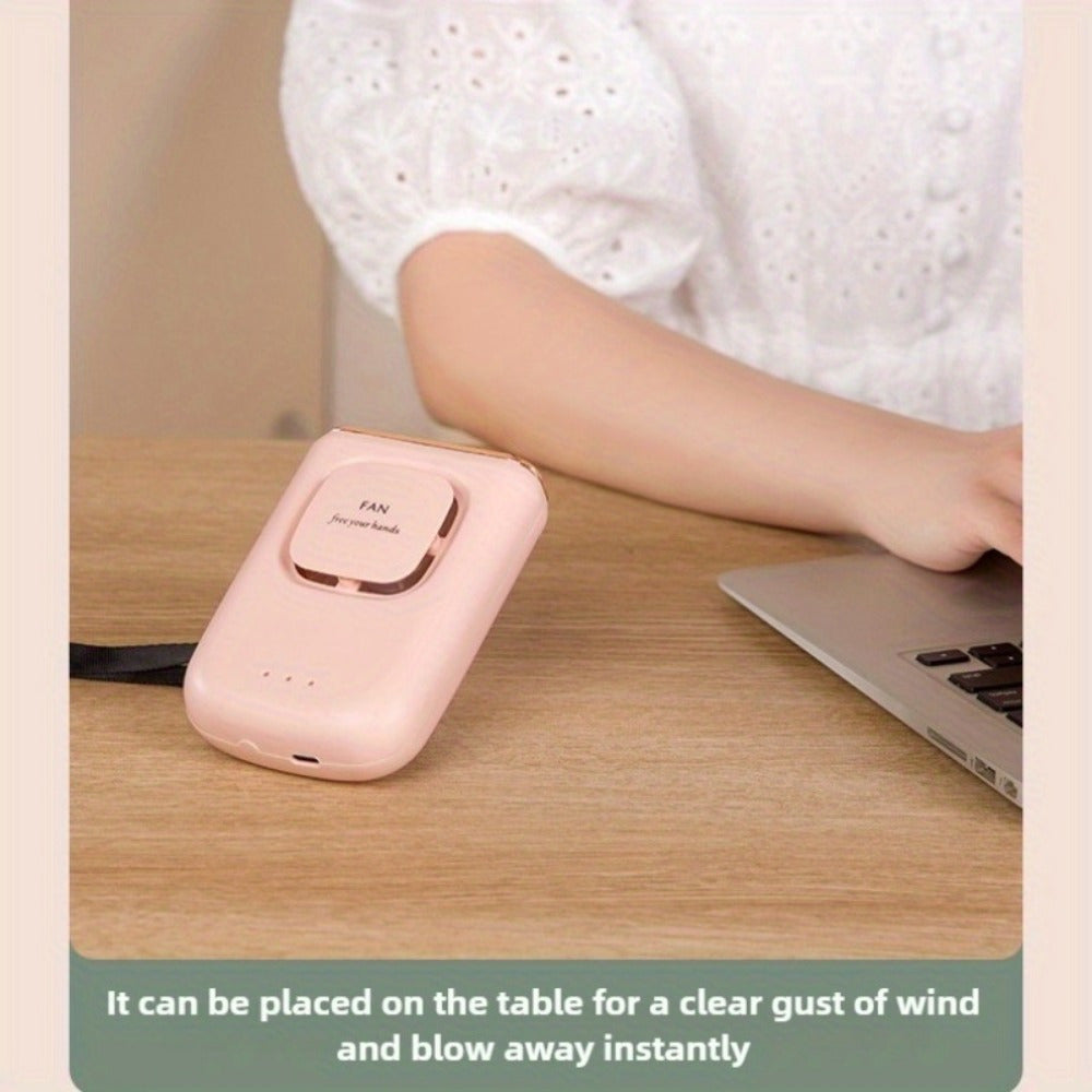 Мини-вентилятор с перезаряжаемым USB, с регулируемой скоростью, дизайн для ношения на шее, аккумулятор 2000 мАч