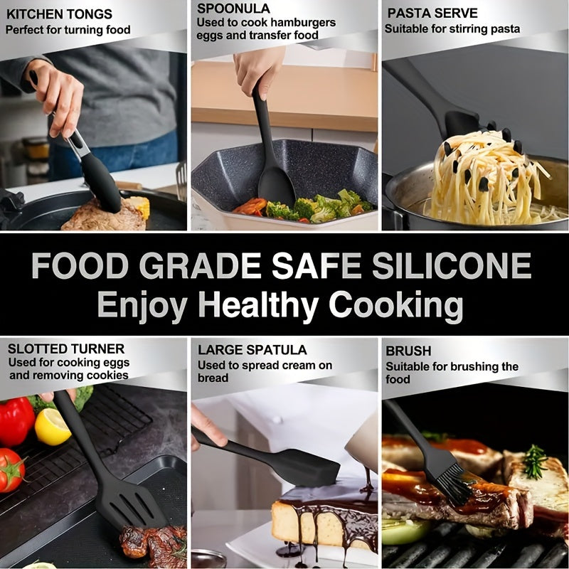 Set of 20 Non-Stick Silicone Kitchen Utensils Cooking Tools with Turner, Spoon, Whisk