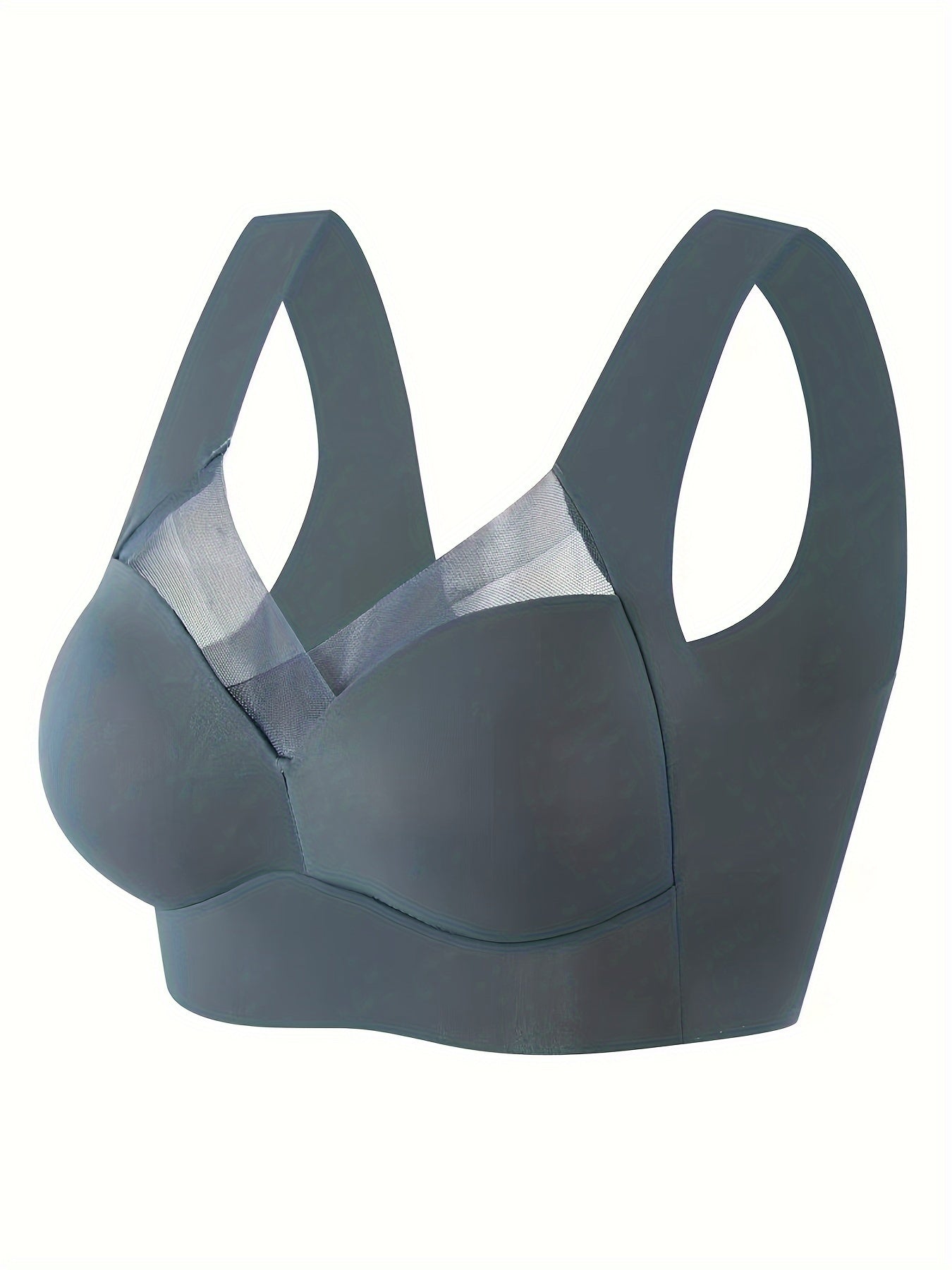Women's Mesh Wireless V-Neck Sports Bra Breathable Comfortable Lingerie