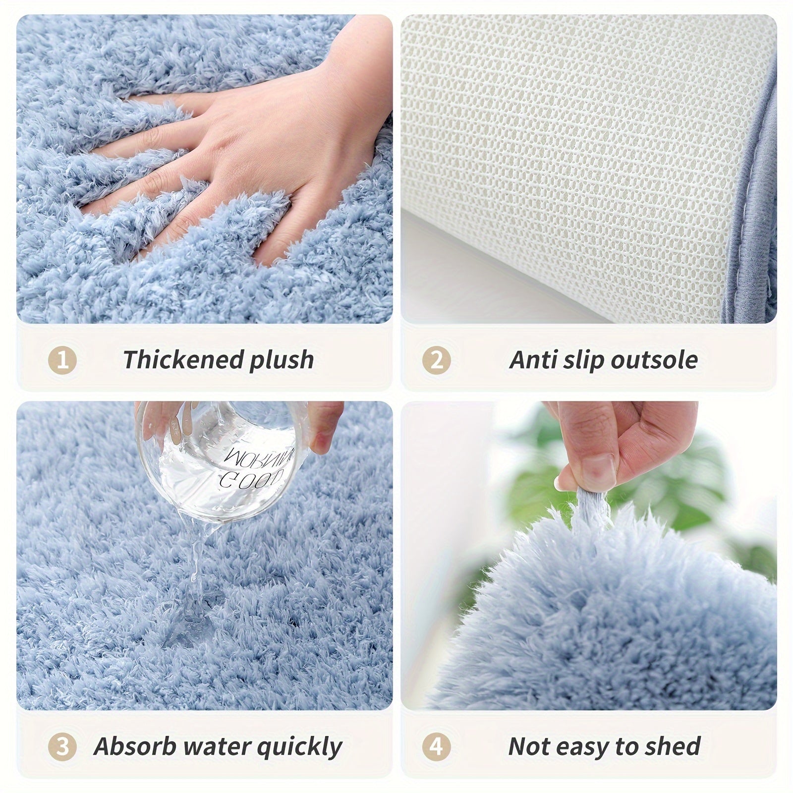 Absorbent Non-Slip Bathroom Rug for Shower or Sink 20x30 Inches