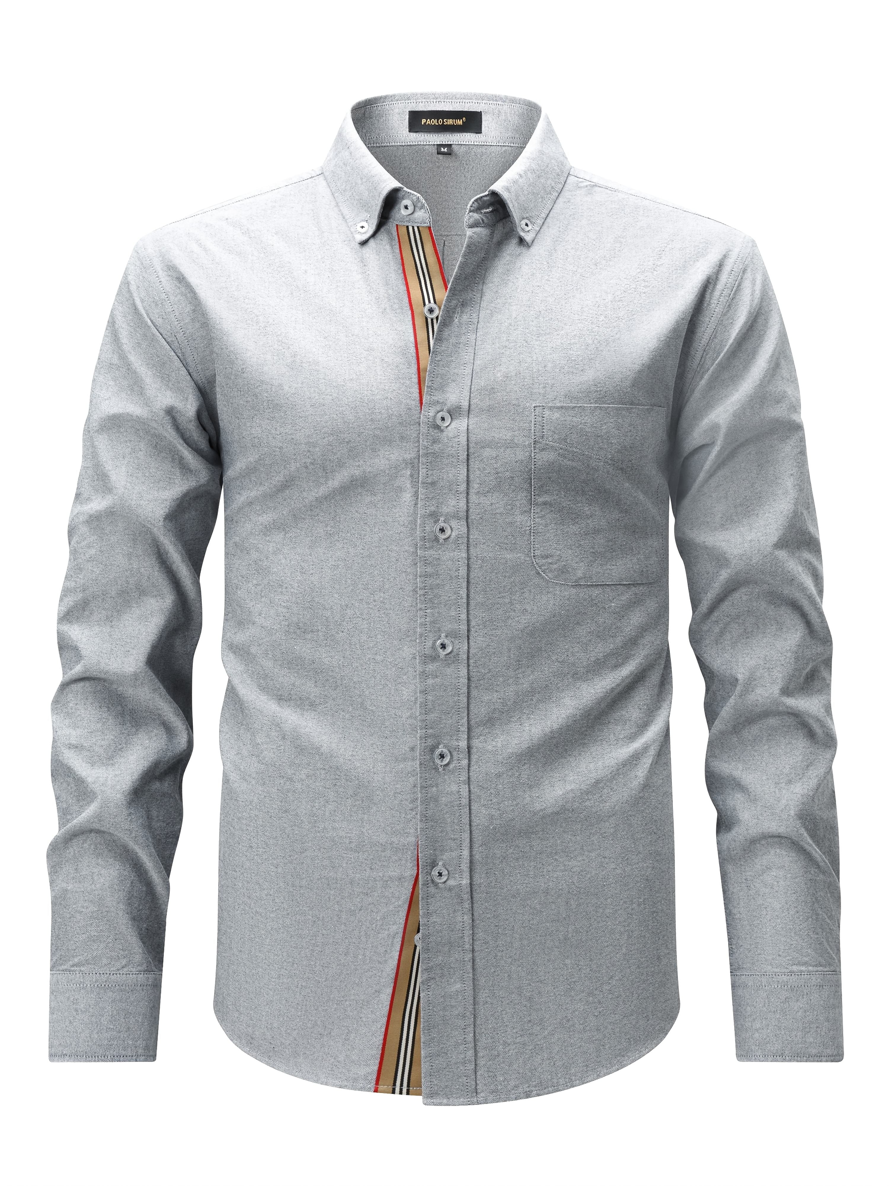 Мужская хлопковая оксфордская рубашка с длинным рукавом, полосатым воротником, нагрудным карманом, винтаж, осень 2024