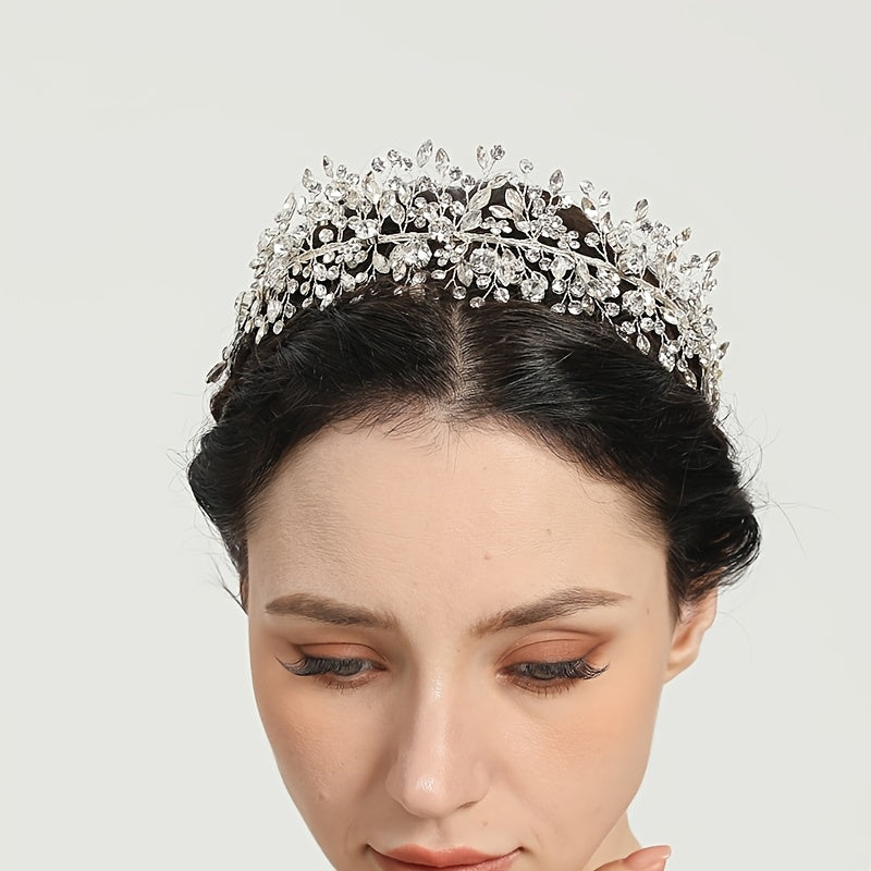 Handcrafted Rhinestone Bridal Headbands with Tiara Accents and Veil Accessories