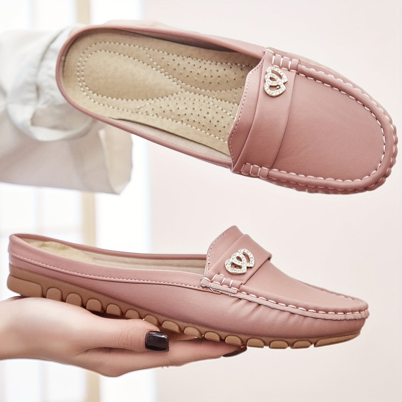 Women's Slip-On Mules with Non-Slip Sole Lightweight Casual Flat Shoes