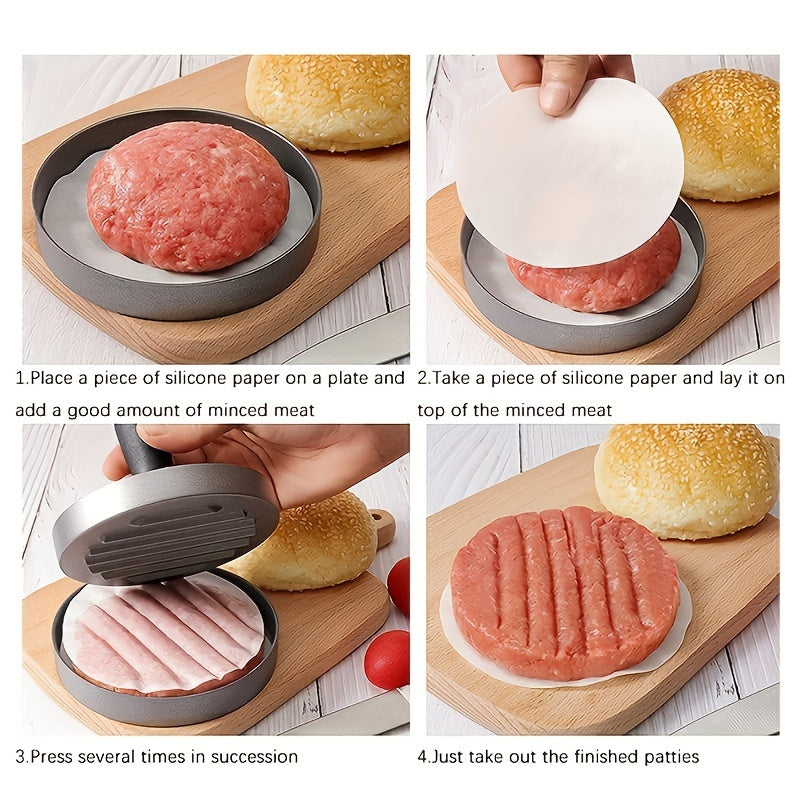 Non-Stick Metal Burger Press Patty Maker for Beef Cheese Veggie BBQ