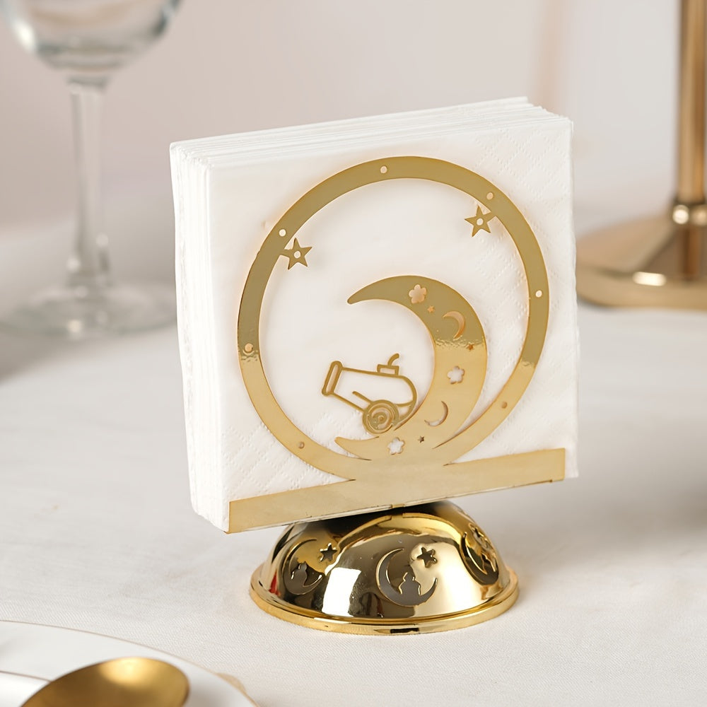 Gold Crescent Moon Napkin Holder for Holiday Dining Table Decor