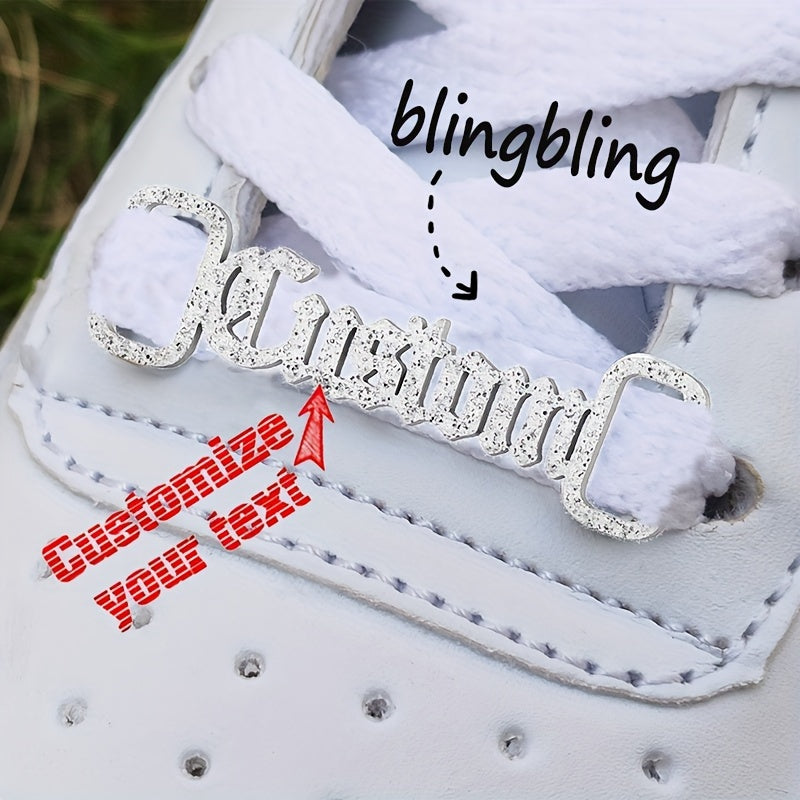 Hebilla de zapato de acero inoxidable personalizada con placa con nombre y detalles brillantes para hombres