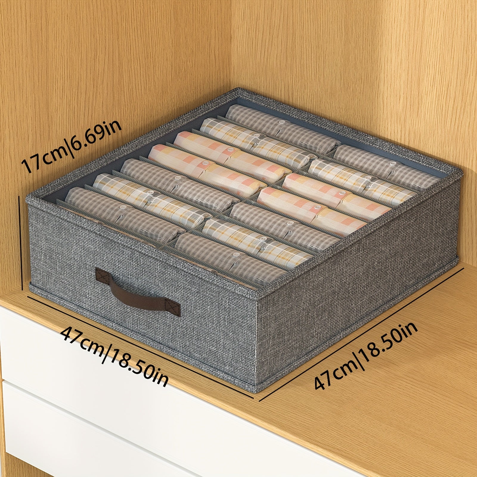 Drawer Organizer for Pants and Leggings with Grids Storage Box for Clothes Underwear Towels