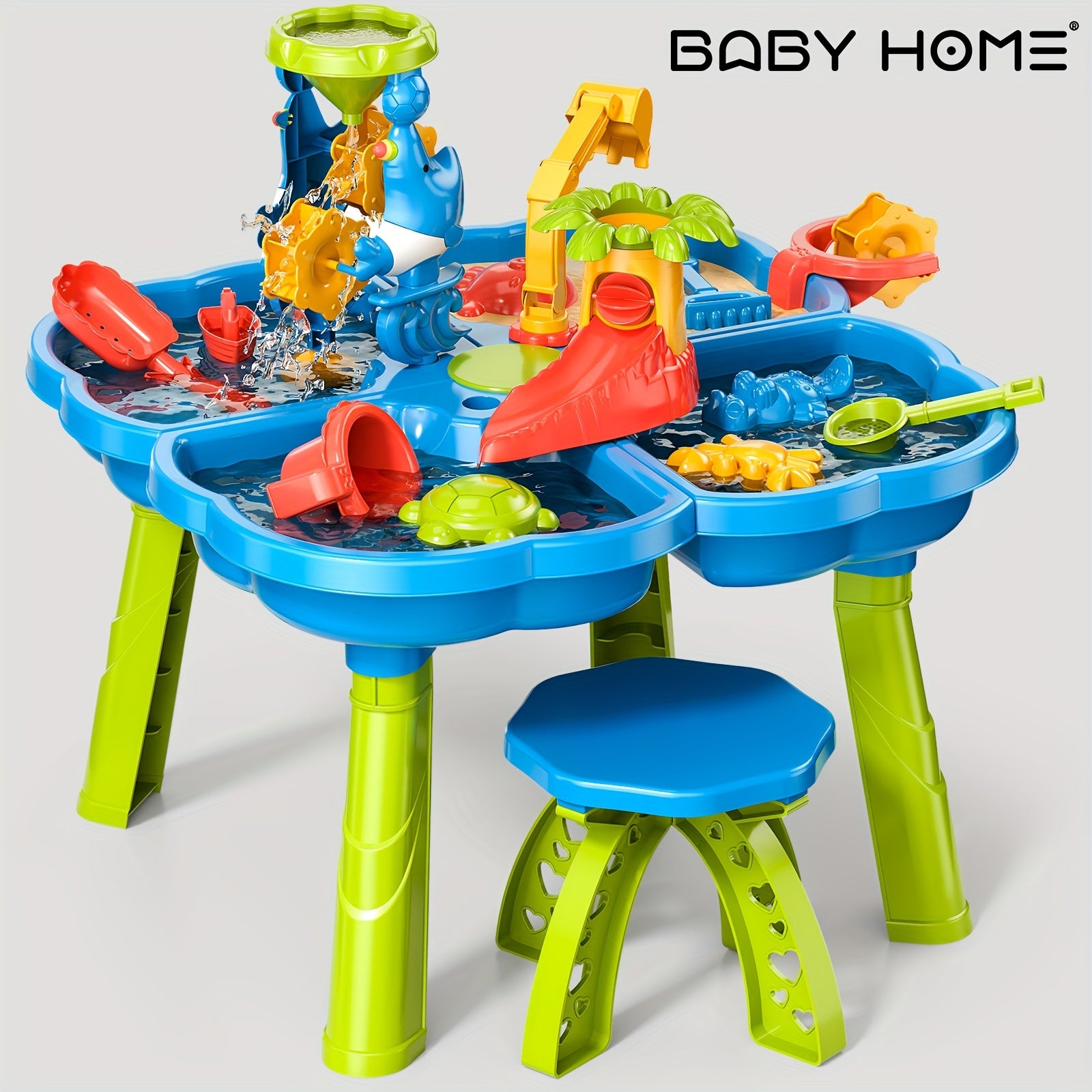 Kids Sand Water Table for Boys and Girls, 4-in-1 Sandbox and Water Play Toy, Blue