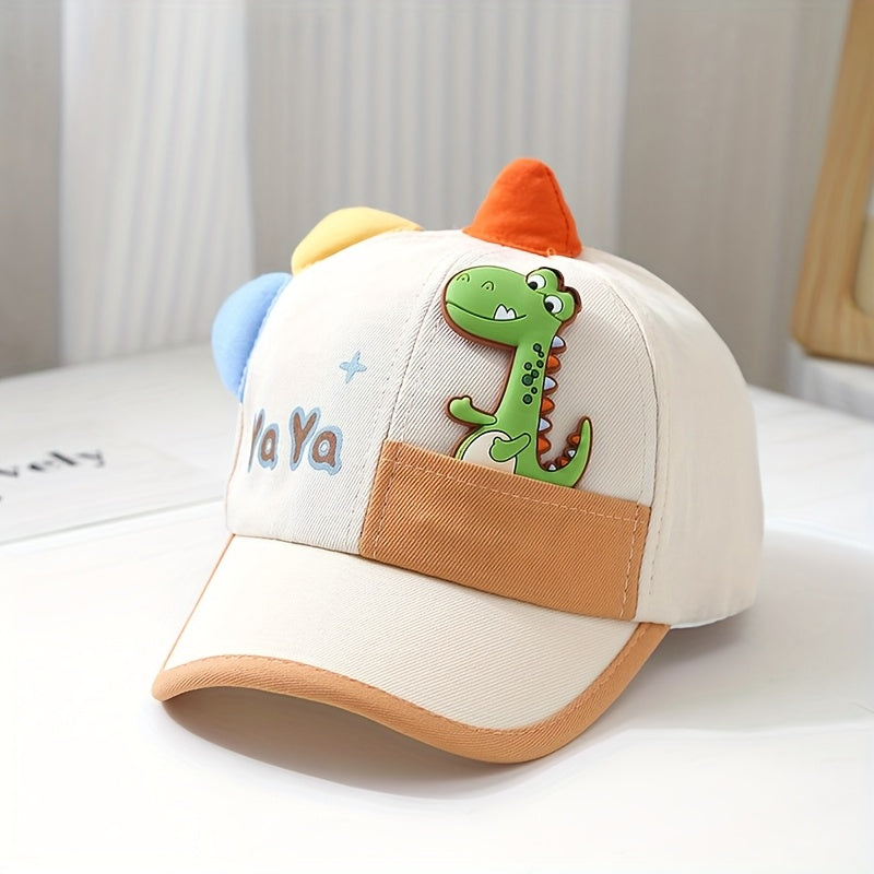 Kids Boys Baseball Cap with Cartoon Dinosaur Sun Protection for 1-3 Years