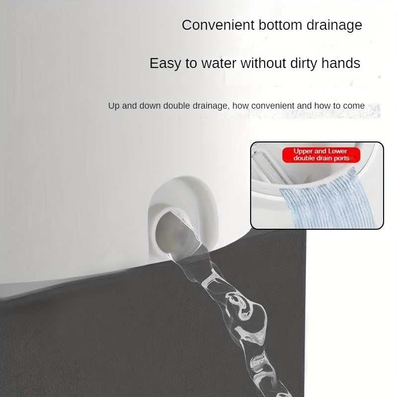 Qo'l bilan ishlatish mumkin bo'lgan aylanuvchi mopa to'plami, oson siqish va oqava suvni ajratish xususiyatiga ega, yashash xonalarini, hammomlarni, hojatxonalarni, oshxonalarni va pollarni tozalash uchun ideal.