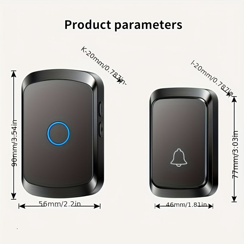 Wireless Doorbell with 304.8m Range 60 Chimes 5 Volume Levels LED Indicator