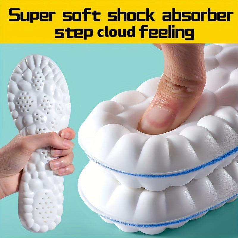 Unisex 4D Sports Insoles Soft Breathable Shock Absorption for Running