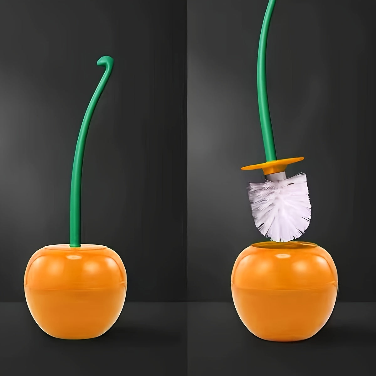 Cherry-Shaped Toilet Brush with Long Handle and Soft Bristles for Bathroom Cleaning