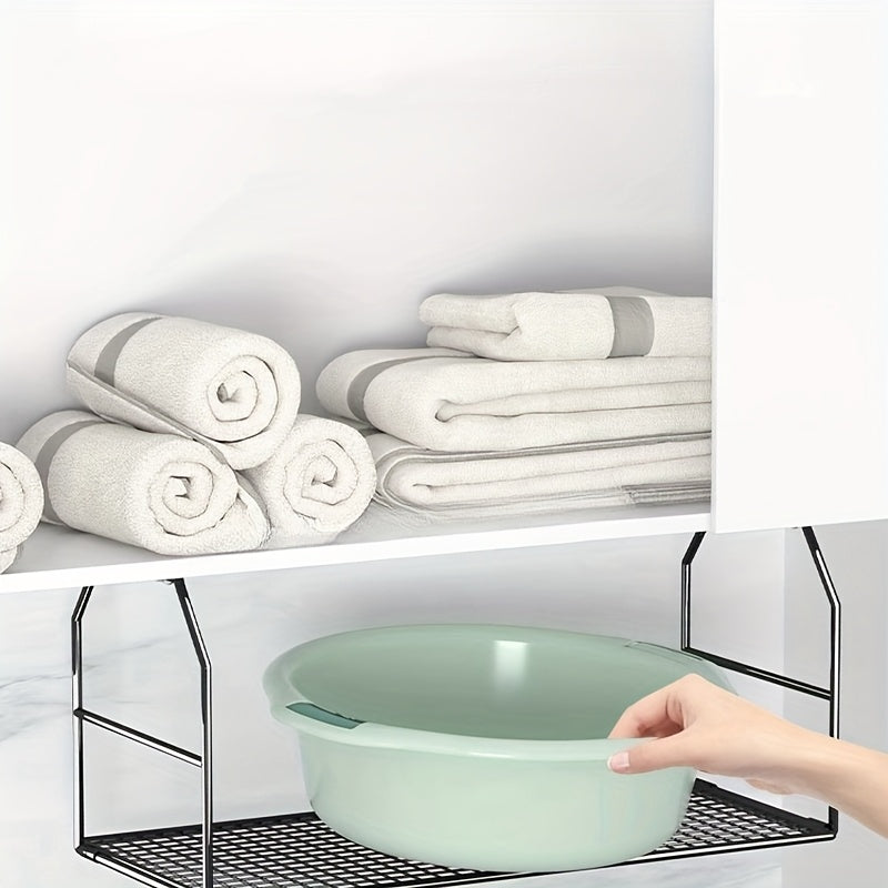 Metal Foldable Storage Rack for Kitchen and Bedroom Organization Hanging Shelf