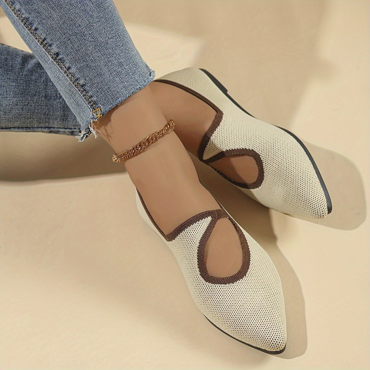 Women's Slip-On Flats with Pointed Toe and Rubber Sole for All Seasons