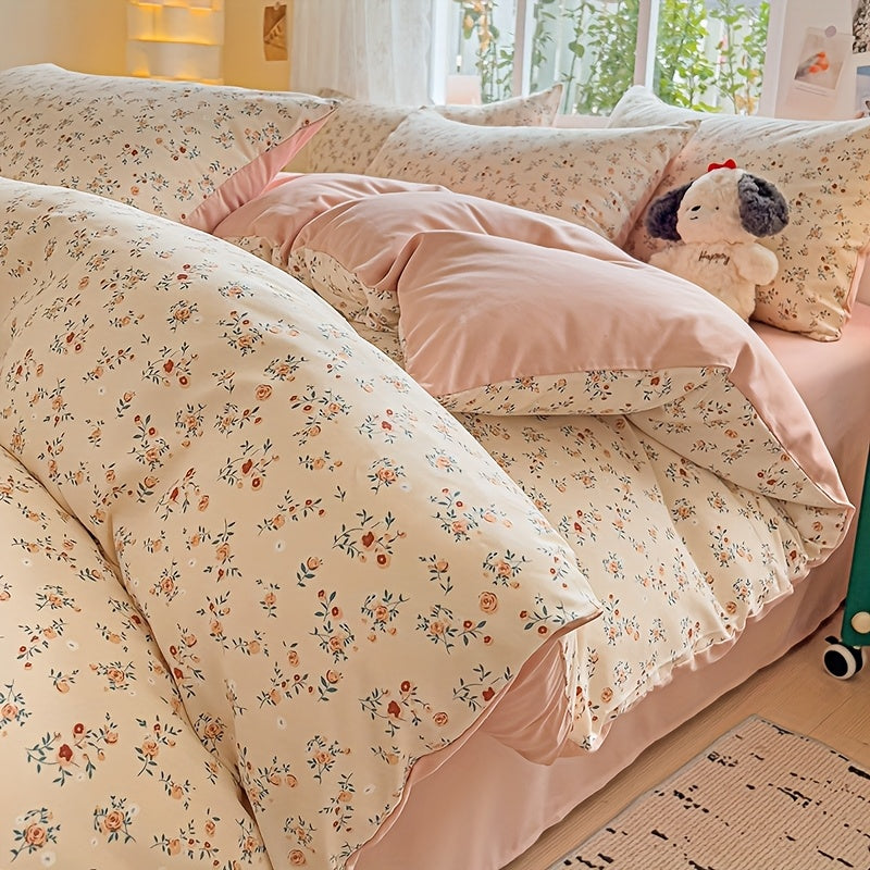 Yumshoq gullar naqshidagi yotoq to'plami, yostiq qoplari bilan birga, nafas oladigan polyesterdan tayyorlangan va zip yopilishi mavjud. Har mavsum uchun mos, yotoqxona va mehmonxonalar uchun mukammal.