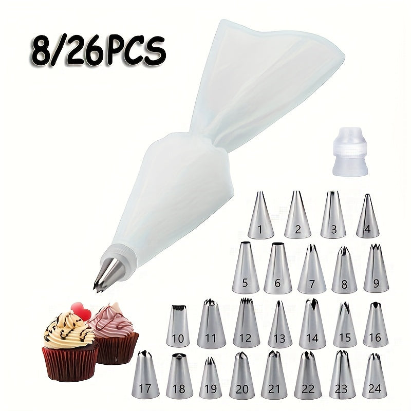 Set of 26 Stainless Steel Icing Nozzles for Piping Cake Decorating Tools