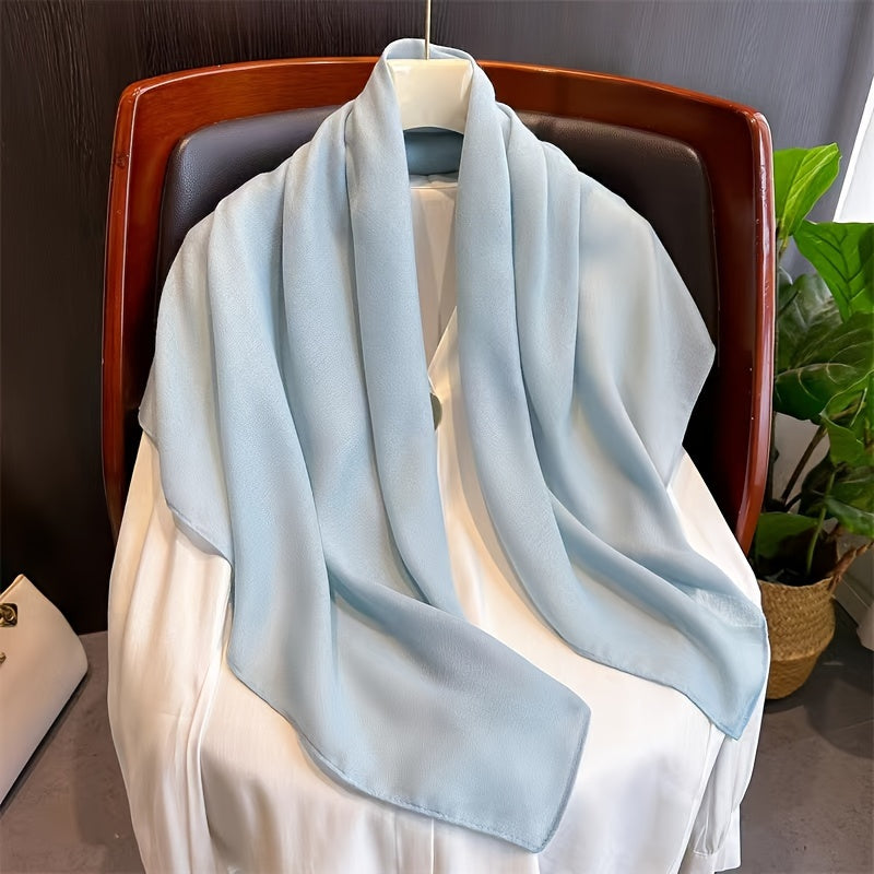 Elegant Women's Monochrome Square Scarf with Thin, Breathable Linen Feel - 89.92cm - Minimalist Style, Windproof, Sunscreen - Perfect Head Wrap