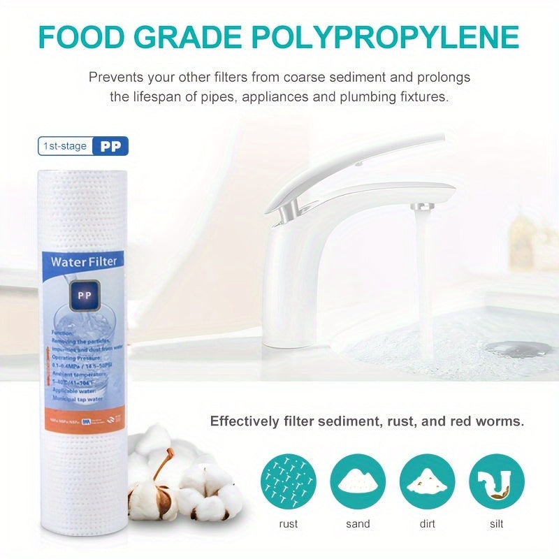 25.4 sm o'lchamdagi universal to'plam uchun PP, GAC va CTO materiallaridan tayyorlangan filtr elementlari.