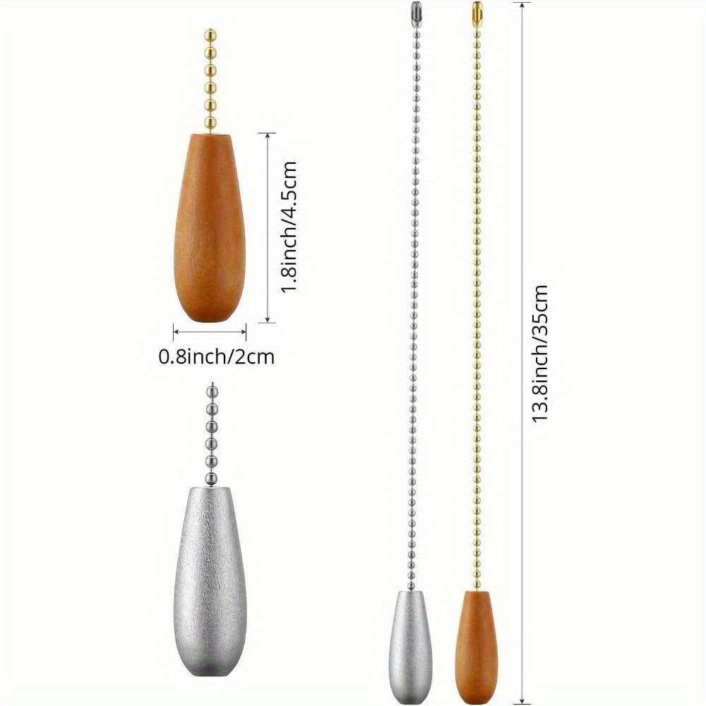 Set of 5 Wooden Ceiling Fan Pull Chain Extenders for Light and Fan