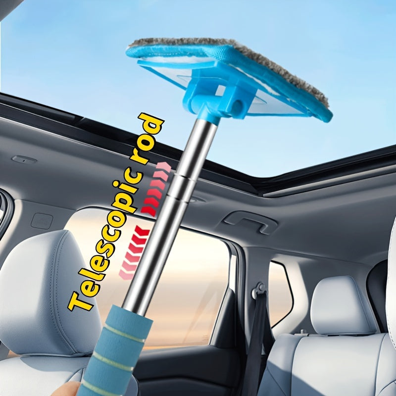 Herramienta telescópica para limpiar cristales de coche con varilla de fibra de vidrio y paño